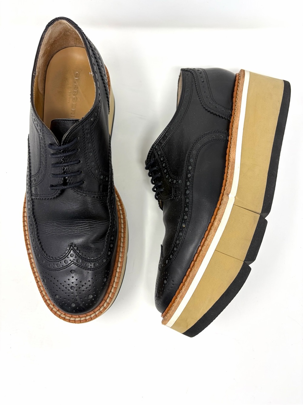 Clergerie Leather Platform Derby Wingtip Shoes